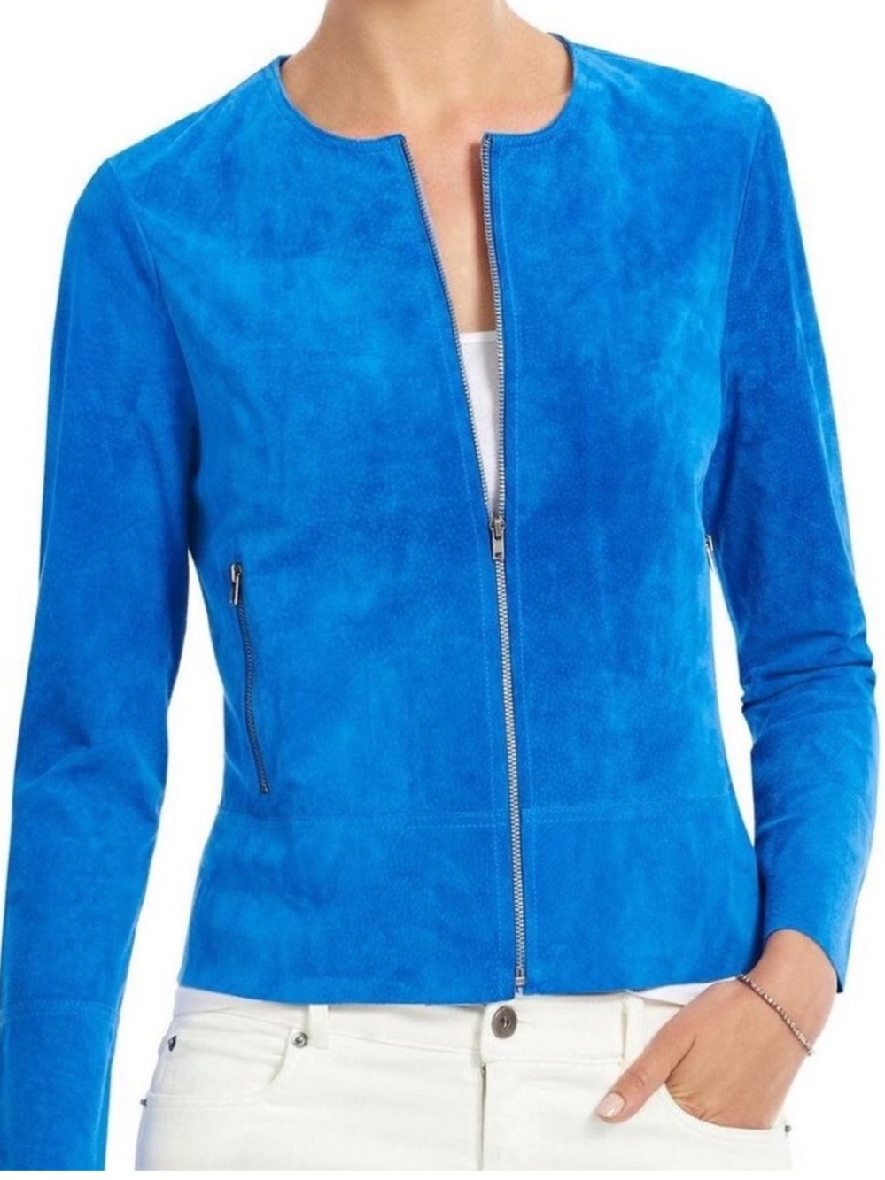 Ecru Blue Suede Jacket Women’s XS